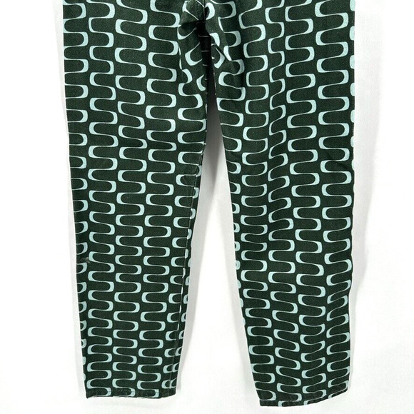 Reformation Mod High Rise Straight Jeans Size 24 Green Geometric Retro Preppy - Picture 7 of 12